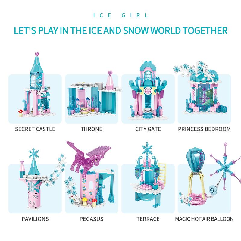 Non-Toxic Magic Ice Snow Castle Building Blocks Fairy Tale Princess Castle Diy Model Bricks City Street View Kids Diy Toys Holiday Gifts
