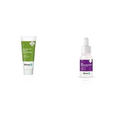 The Derma Co Ceramide + Ha Intense Face Moisturizer & The Derma Co 10% Niacinamide Face Serum For Acne Marks & Acne Prone Skin For Unisex