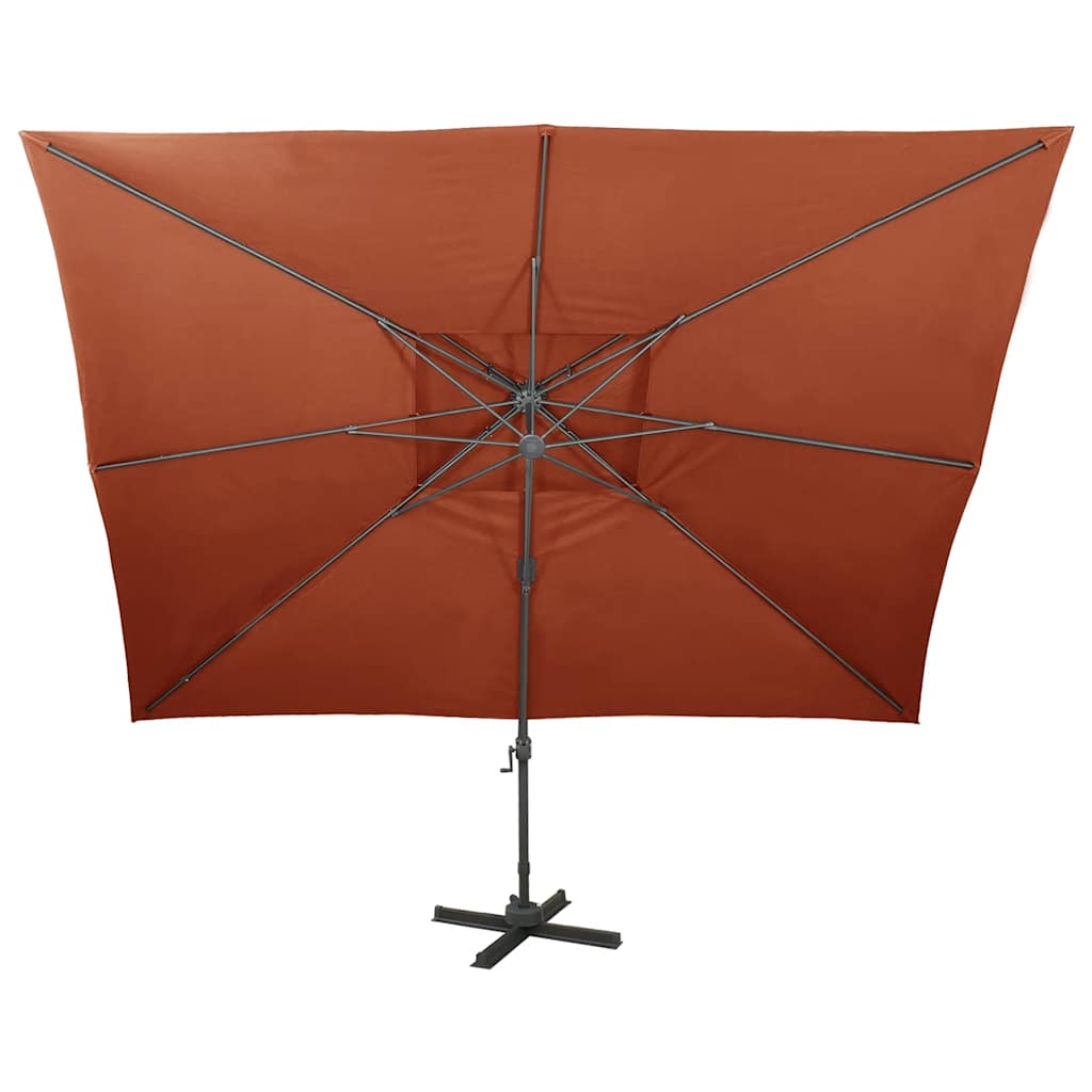 Double Roof Garden Umbrella In Terracotta 400 X 300 Cm