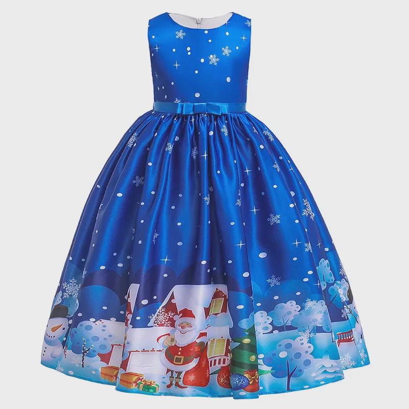 Νέο Χριστουγεννιάτικο Μακρύ Φόρεμα για Κορίτσια με Σχέδιο Άγιου Βασίλη