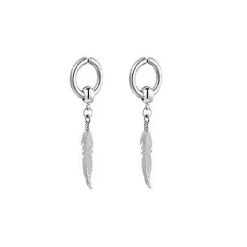 

Мужские и женские модные серьги с кисточками в виде листьев Ear Clips Steel 1 Pair