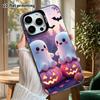Phone Case: 2D Flat Design, Suitable for iPhone 18, 17, 16, 15, 14, 13 Pro In Silver Color, Couple Style, Cute Little Ghost, Christmas and Halloween G