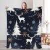 Christmas Deer Snowflake Pattern Throw Blanket Winter Holiday Design for Living Room Decor Gift for Her HolidayGift