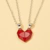 1 Pair Couple Matching Necklace Set Electroplated Alloy Magnetic Heart Shape Pendant Romantic