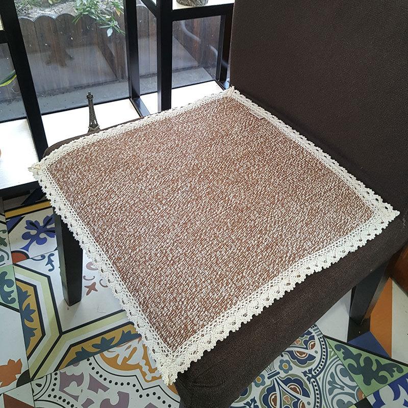 Seat Cushion Lace-up Thick Fabric Four Seasons Seat Cushion Summer Cotton Linen Office Student Dining Chair Stool Cushion