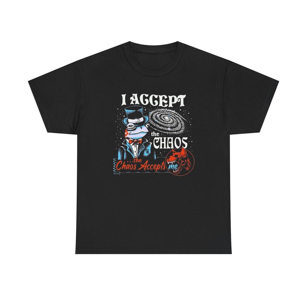 I Accept The Chaos Funny Graphic T Shirt Mens Womens Tees Top Unisex Heavy Cotton Tee