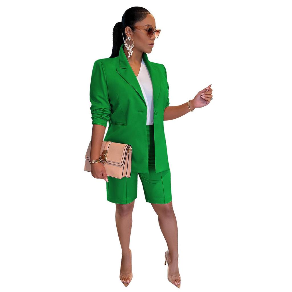 European & American Women's Spring/Summer Casual Suit: Jacket & Shorts Two-Piece Set