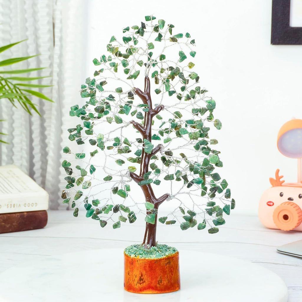 Green Aventurine Crystal Tree Good Luck Showpiece for Home Decor Items Crystals Gemstones Bonsai Money Tree for Good Luck, Decoration Gift Item,