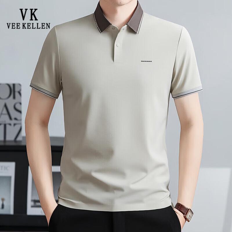 VEE KELLEN Мужская охлаждающая рубашка-поло с коротким рукавом в стиле business casual M абрикосовый