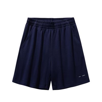 Loose Knit Five-Point Shorts Women Shorts Dark-Blue 962628302-3