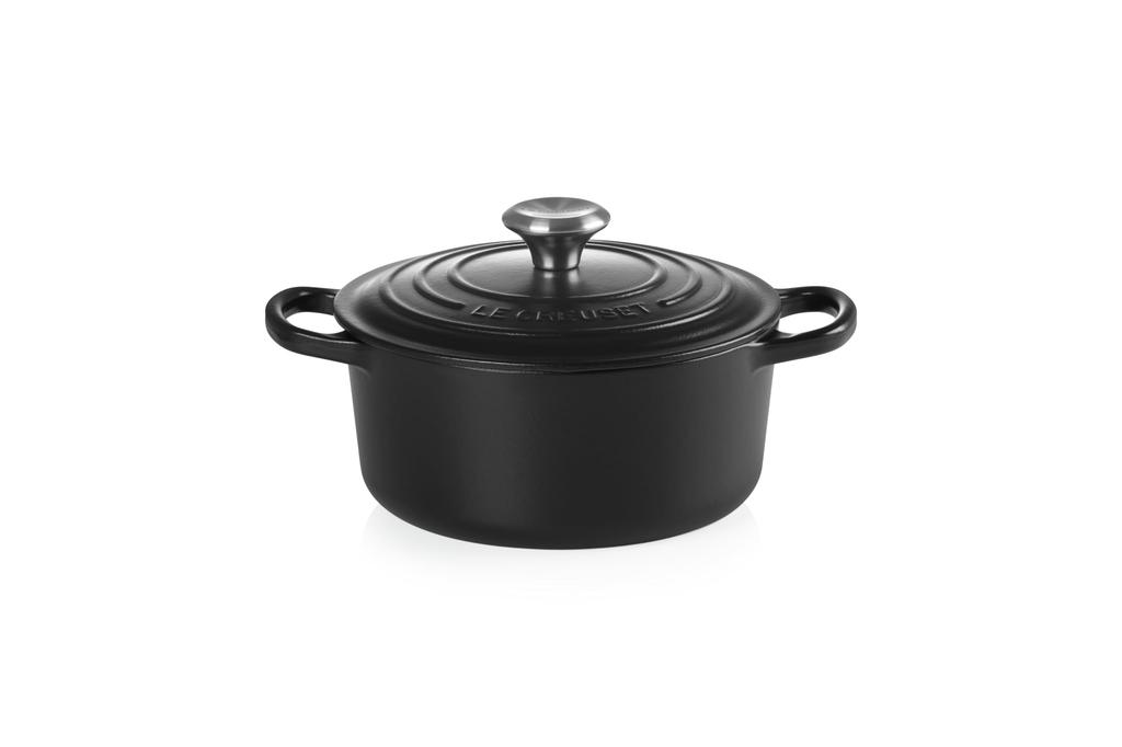 LE CREUSET Cast Iron Enamel Cocotte Ronde Pot, 18 Cm, Matte Black, Induction Oven Compatible [Official Japanese Product]