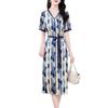 Women's V-Neck Satin Silk Dress - Medium Length, Summer 2025 Collection, Short Sleeves
