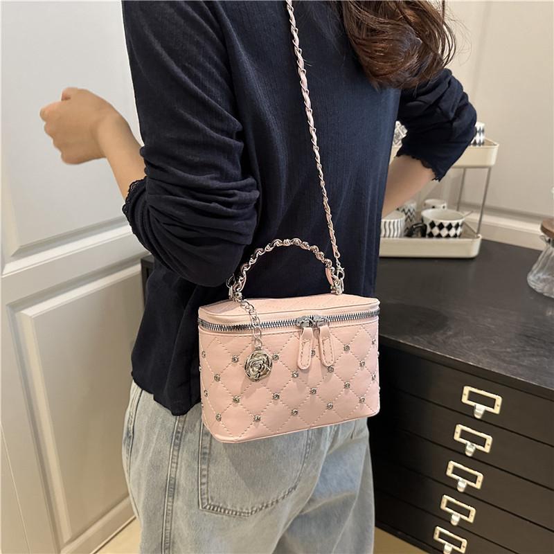 Mini Box Chain Bag With Zipper Closure For Daily Street Style Fashion