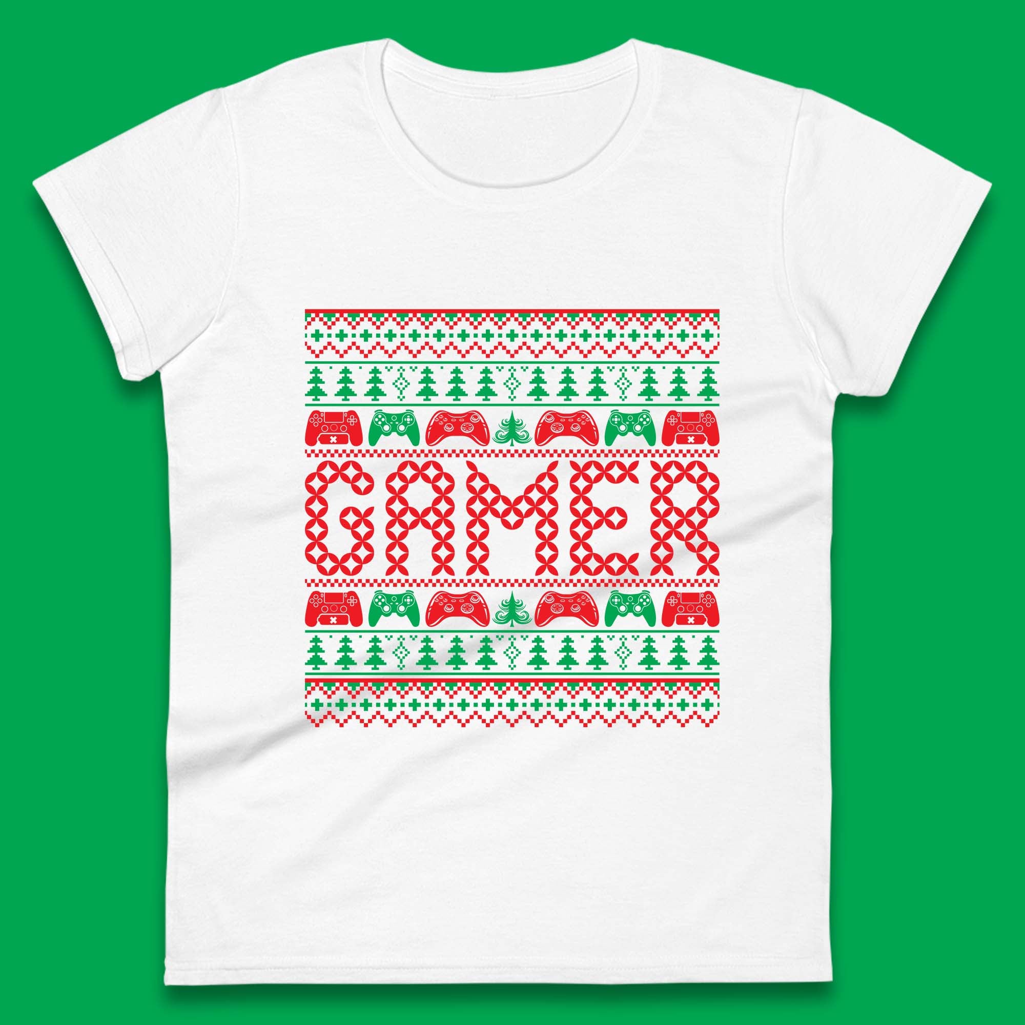 Christmas Womens T Shirt Mens Tops Tees Unisex Christmas Gamer Controllers Top S