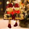 Festival Double Face Santa And Reindeers Hanging Decoration Outdoor Christmas Decorations