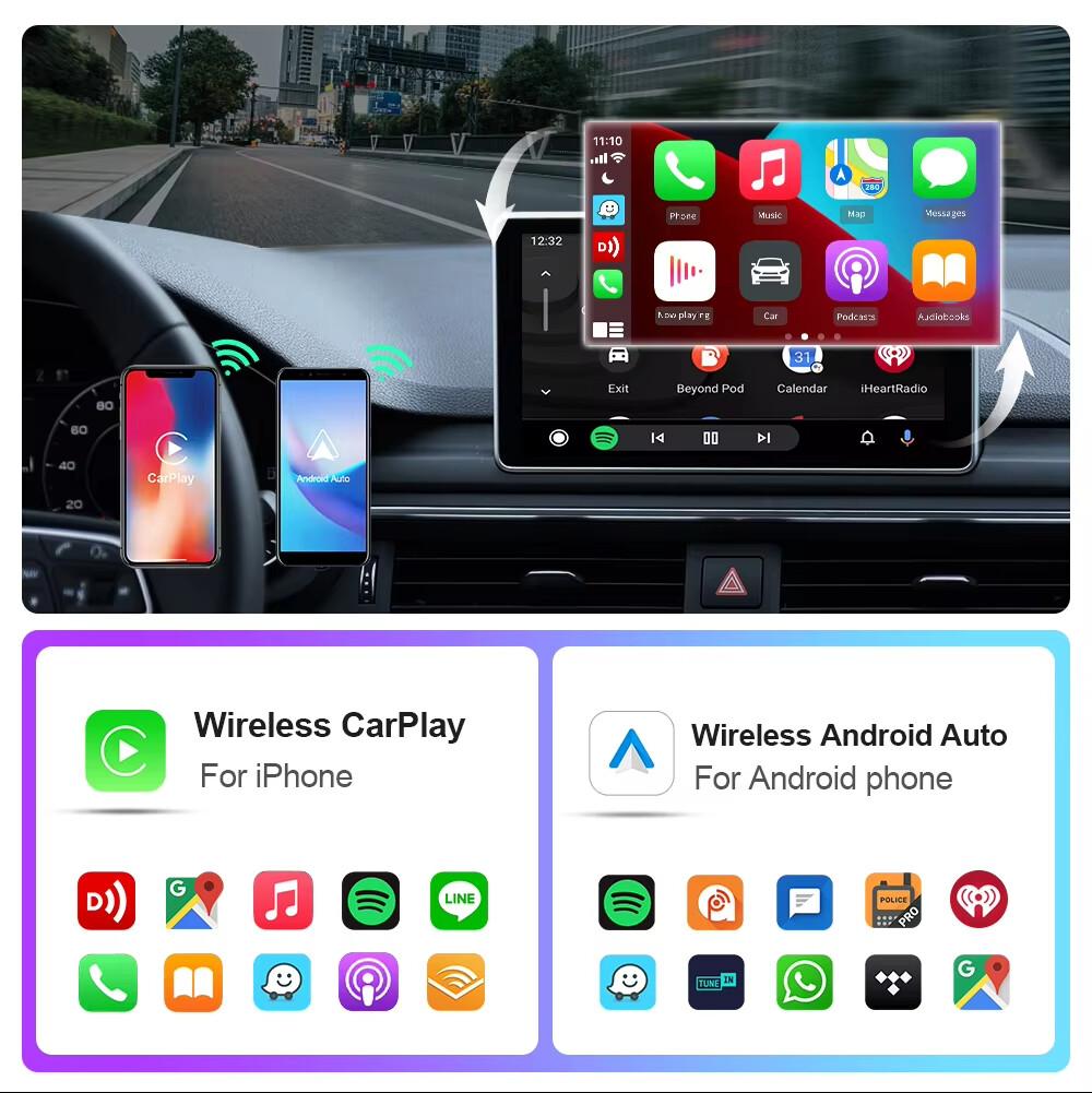 Drahtloser CarPlay-Adapter für Android iPhone Auto 2 in 1 Kabelgebunden zu Drahtlos AI Box USB-Verbindung Für Volvo Benz Mg Kia Chery VW