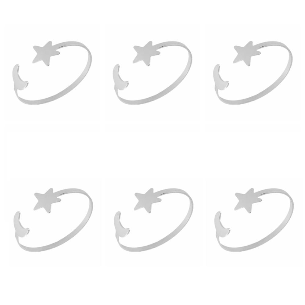 

6PCS Modern Moon Napkin Rings Minimalist Table Napkin Holder Festival Party Napkin Buckle Holiday срібний