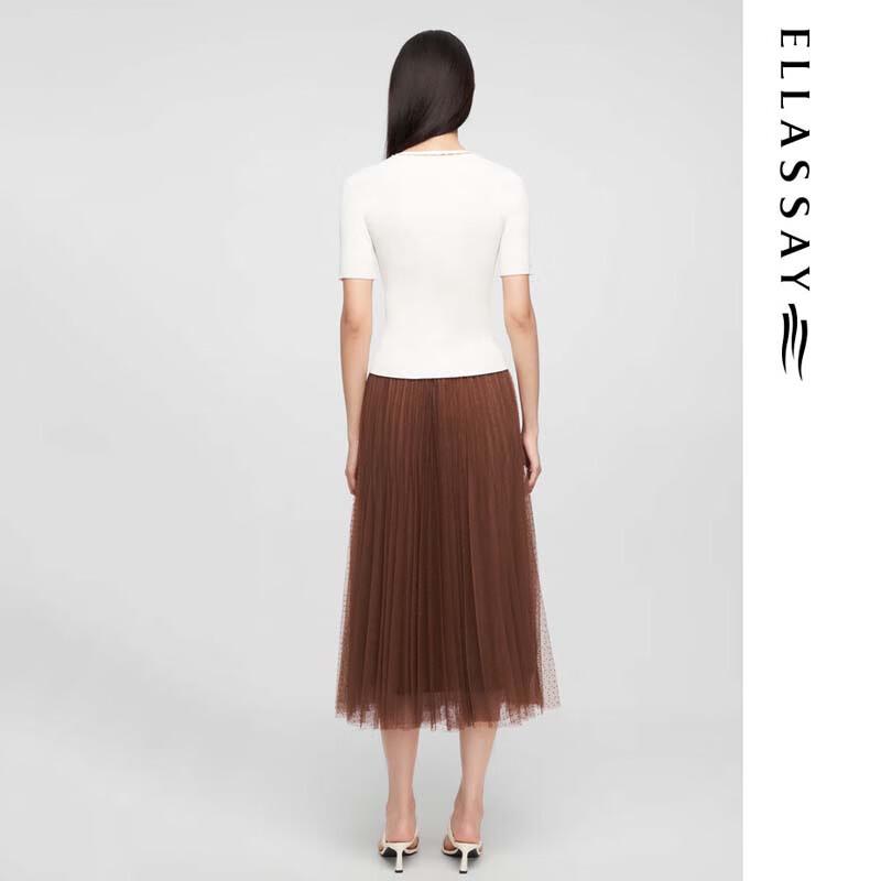 ELLASSAY Elegant Pleated A-line Midi Skirt