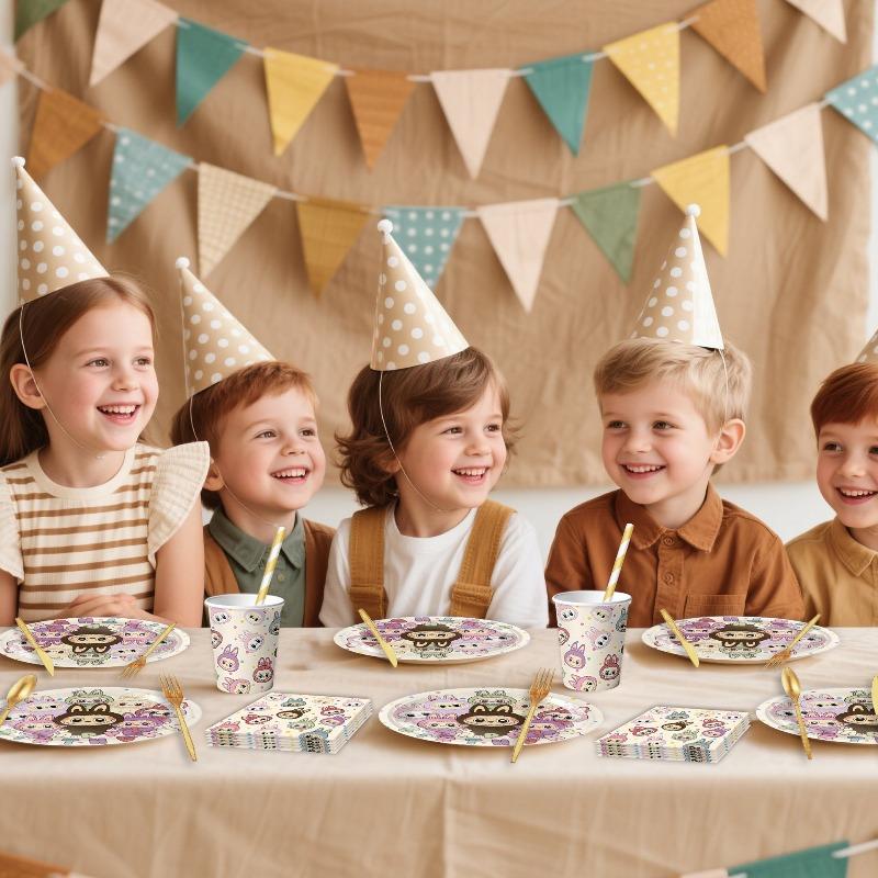 2 Cartoon-themed party paper plates, party supplies, tableware sets, children's birthday decorations