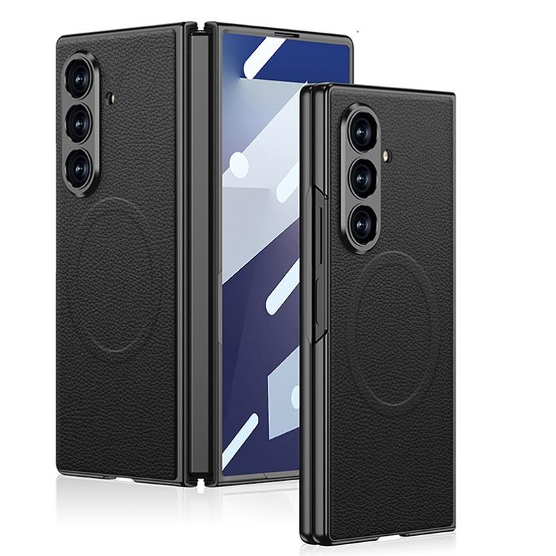 Samsung Zfold7 Mobile Phone Case Matte Paint Plain Leather Built In Wireless Charging Film Creative Protection Case