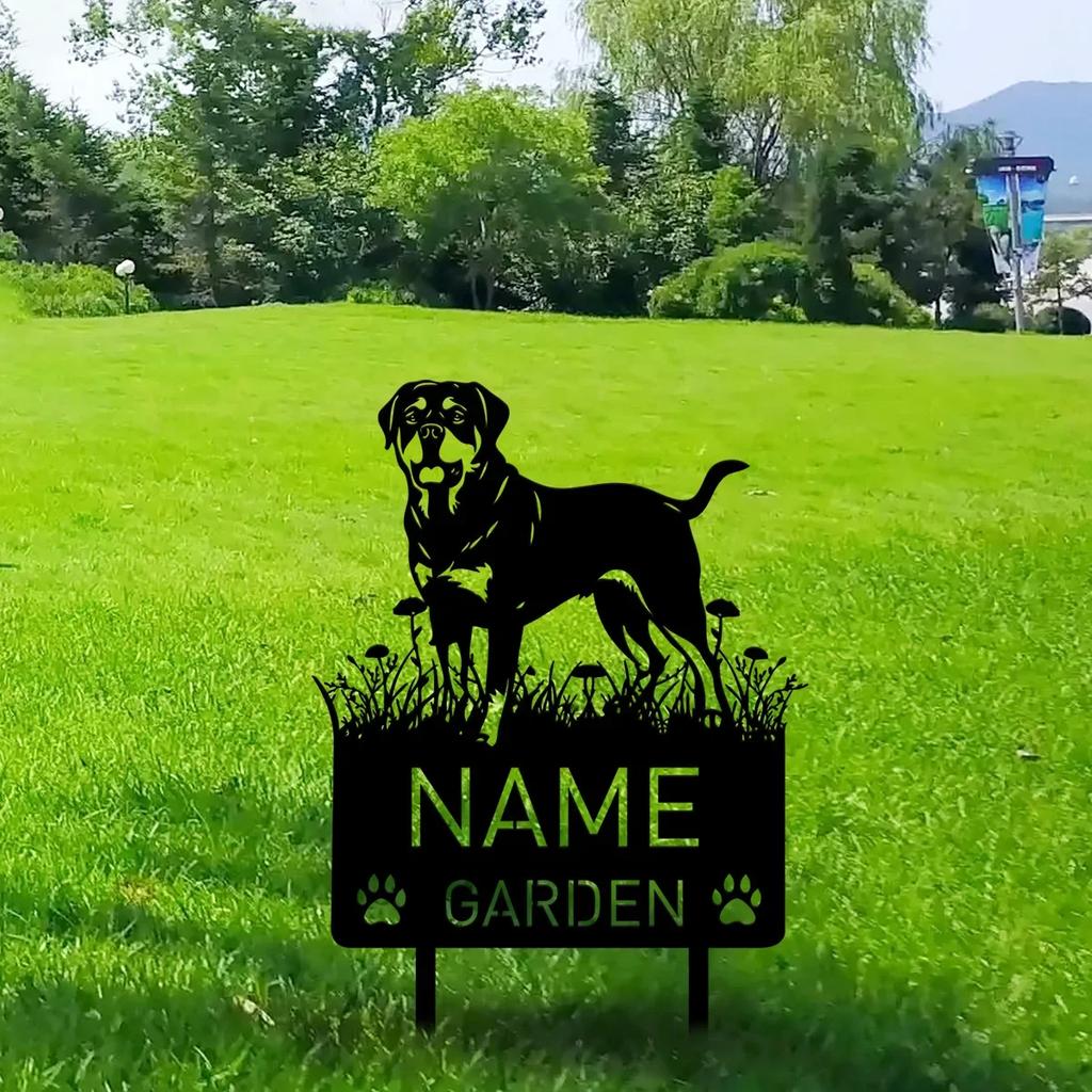 Personalized Rottweiler Dog Memorial Garden Stake Metal Pet Grave Marker Sympathy Gift
