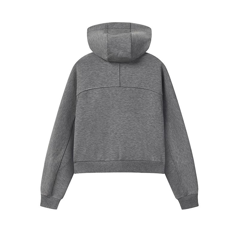 Fila White Minimalist Fashion Trendy Comfortable Casual Versatile Loose Knit Hoodie Jacket Women Jackets Gray F11W543501FMG