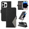 Suitable for iPhone16 Mobile Phone Leather Case 13Pro Two-color Rhombus Small Fragrance Matte Card Case 15plus