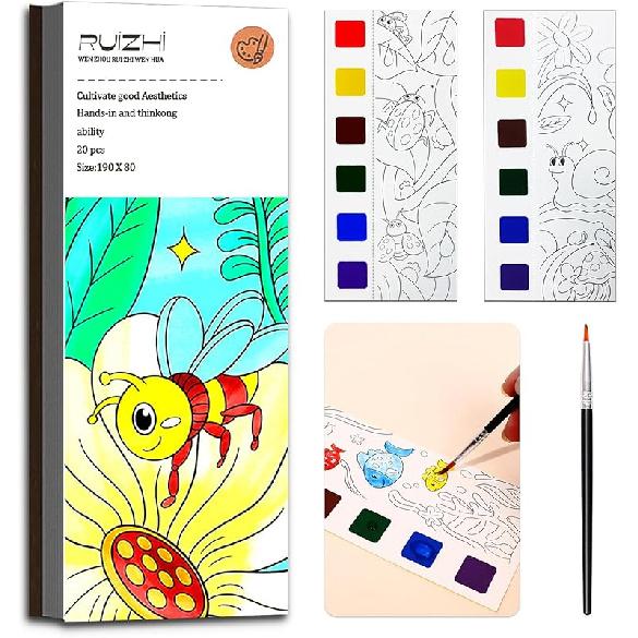 JUNQIU 5Pack Water Color Paint Sets for Kids, Paint With Water Books for Kids Ages 4-8, Pocket Watercolor Painting Book, Arts and Crafts Kit Easter