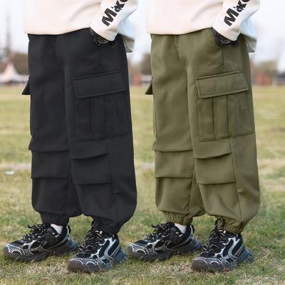 Children's Trousers Spring and Autumn New Boys Waterproof Rushing Trousers Fashion Straight Leg Bungee Trousers