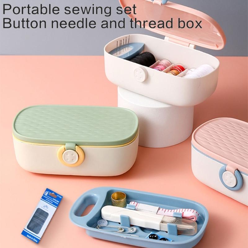 20 Compartment Sewing Supplies Storage Case With Secure Plastic and Easy Use Handle for Craft