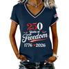 Women's Casual V Neck Short Sleeve Pullover Printed T-Shirt Top