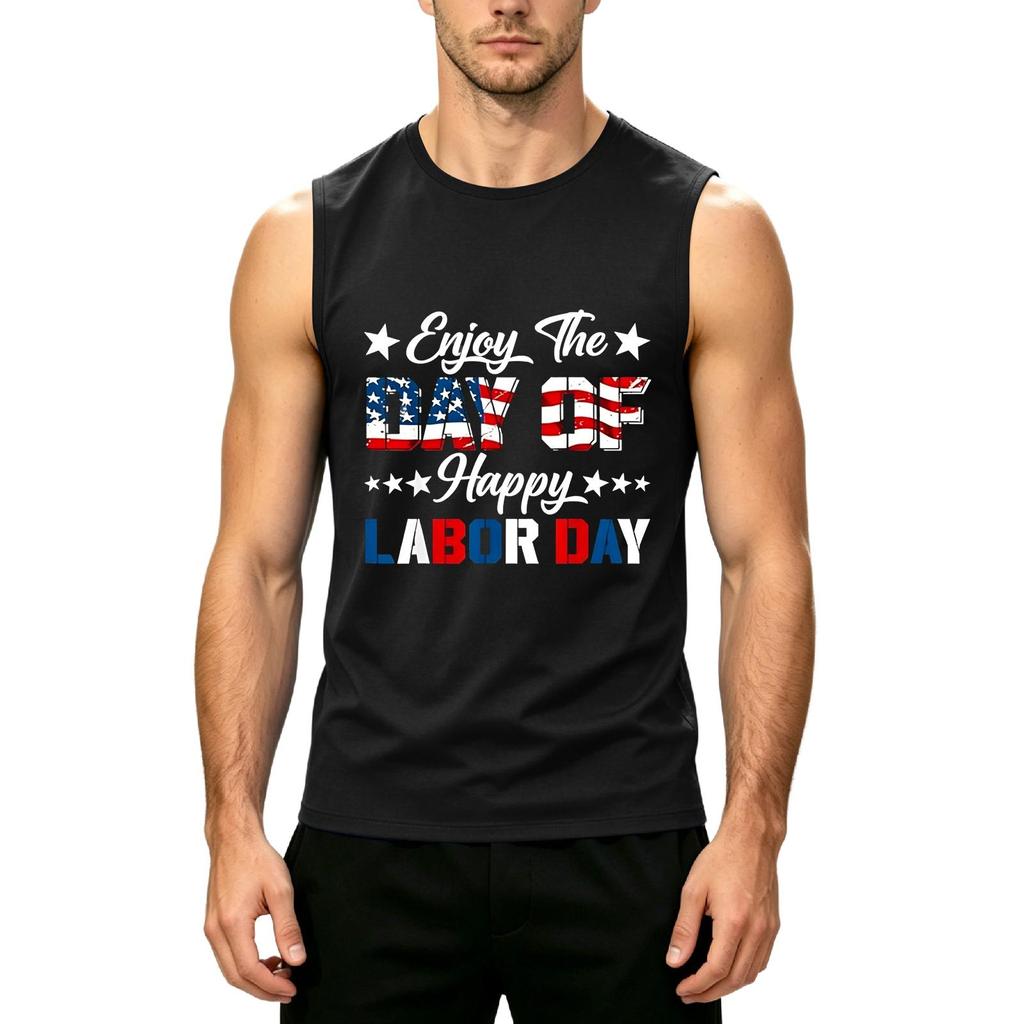 Men Sleeveless Tank Top Casual Muscle Shirt Lightweight Summer Workout Gym Athletic Fit Printed Design