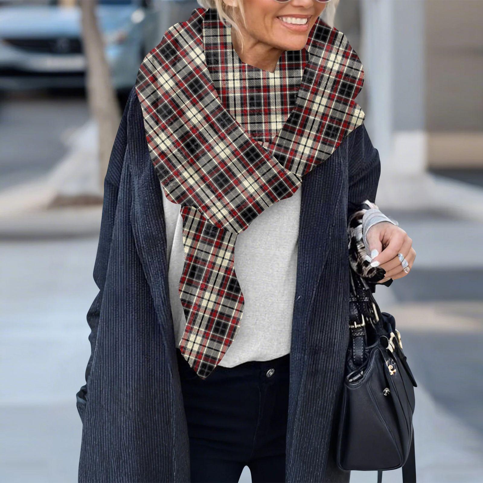 

Женский клетчатый шарф, теплый утолщенный трендовый шарф, шаль, накидка One Size арбуз красный