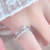 Fashion Ladies Crystal Cross Open Adjustable Rings Jewelry