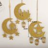 Wooden Ramadan Kareem Eid Mubarak Hanging Pendant LED Lights Moon Stars Lanterns Bedroom Decorative Lights Wall Hanging Lights