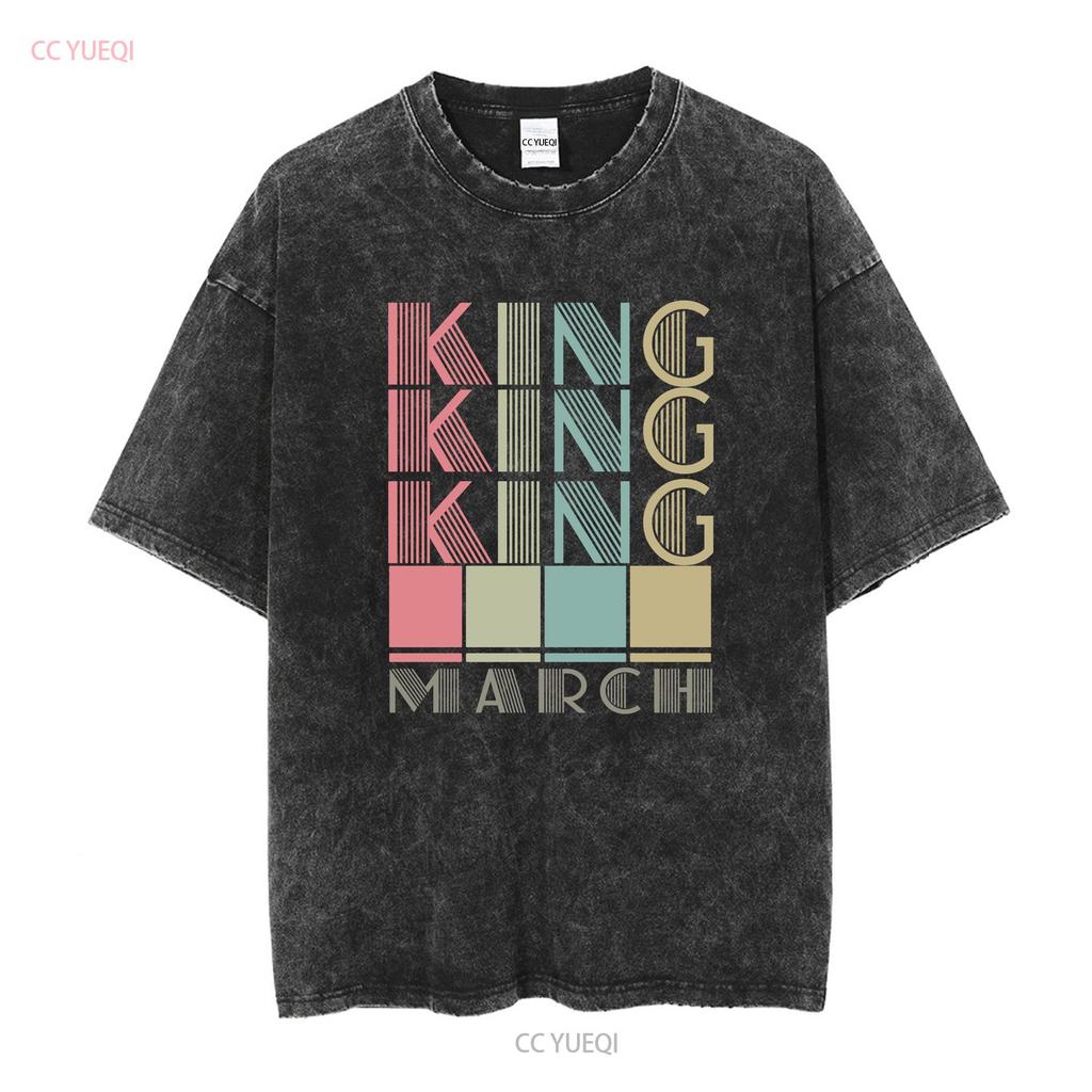 1975 King Are Born In March T Shirt vintage Washed fashion Slightly Top For Everyday Wear Stretched Stylish Soft Versatile