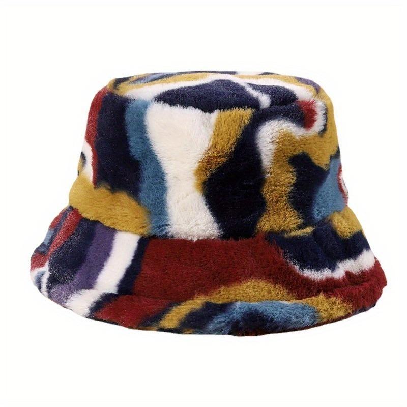 Autumn Winter Panama Hat Women Faux Fur Fisherman Hat Zebra Print Plush Velvet Outdoor Warm Panama Hat Fisherman Hat Female