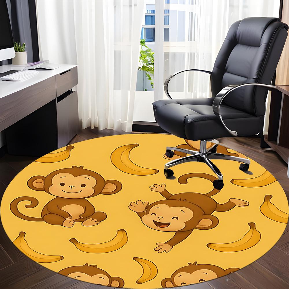 1pc Monkey Bananas Pattern Chair Carpet for Office, Non-slip, Soft and Durable Office Rug, Perfect for Office yy260131055