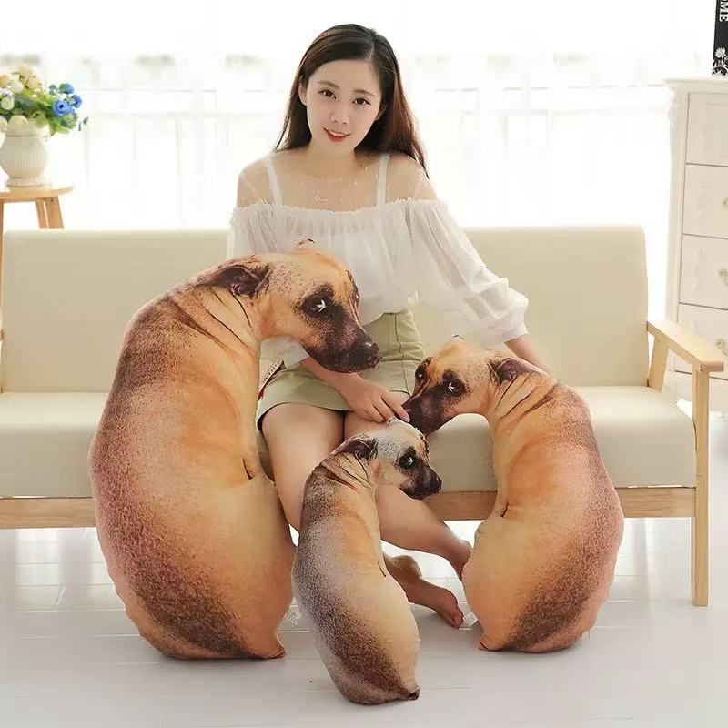 50cm Cute Simulation Dog Plush Toy 3D Printing Stuffed Animal Dog Plush Pillow Stuffed Cartoon Cushion Kids Doll Home Decro Gift