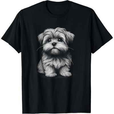Shorkie Dog Sketch Art Design T-Shirt for Men Women Kids