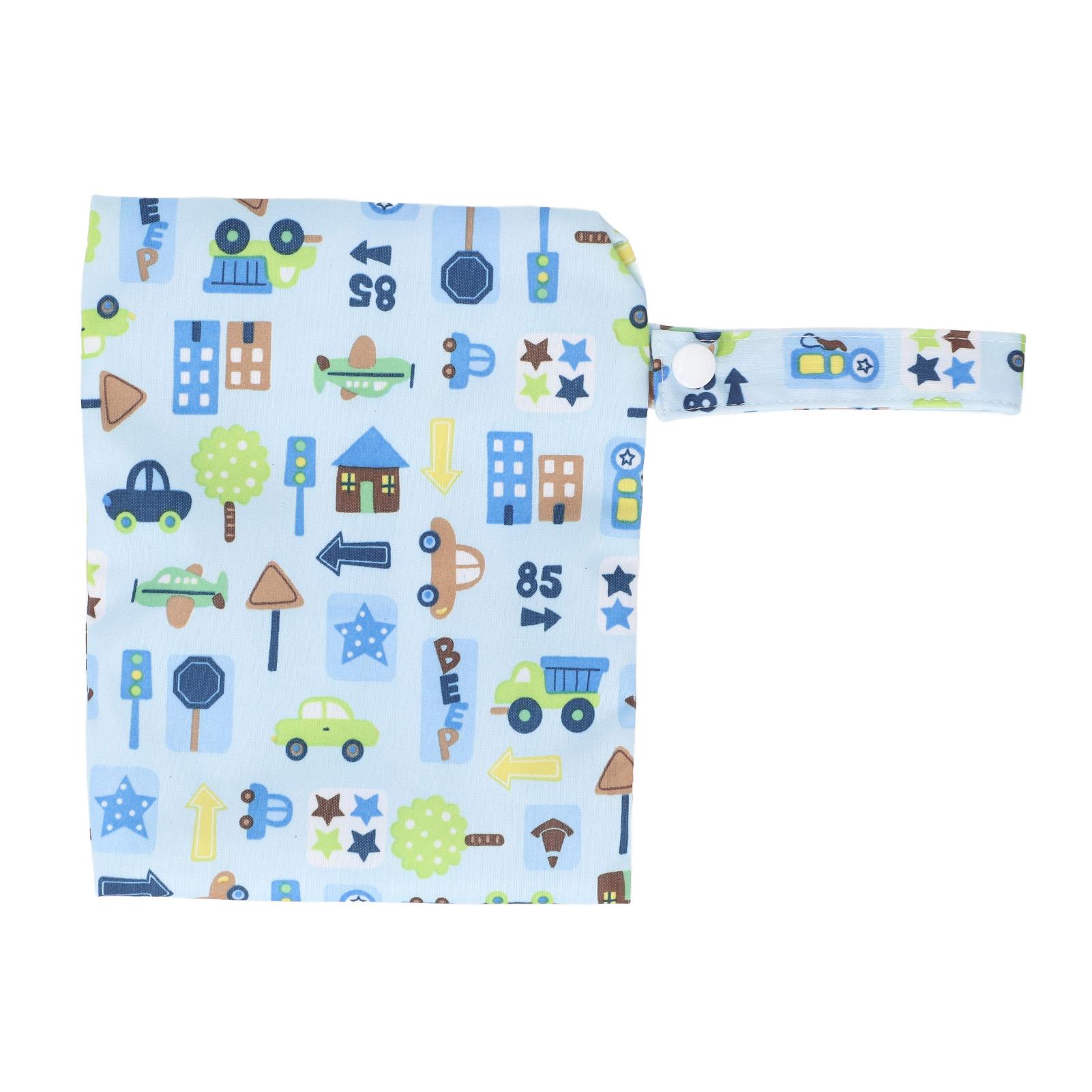 

3Pcs Baby Cloth Diaper Wet Dry Bag Water Resistant Dual Pocket Breathable Cartoon Look Travel