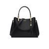 Cnoles Damen Handtasche, Ledertasche, mit elegantem Schultergurt, Großes Fassungsvermögen, Schwarz
