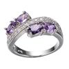 Ring zircon European and American retro purple four-diamond jewelry creative accessories