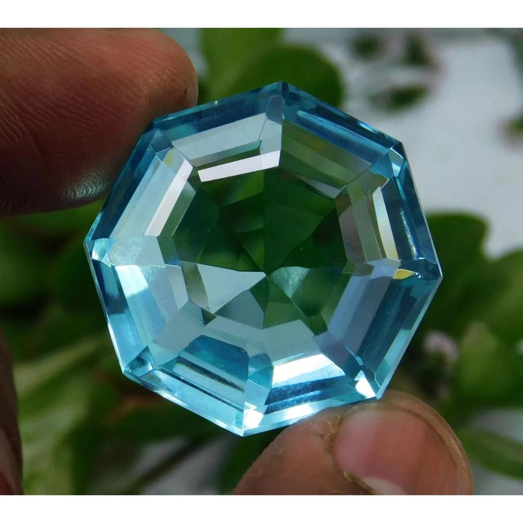 Hexagon Cut Natural Sky Blue Aquamarine 60-61 Ct Stunning Certified Gemstone