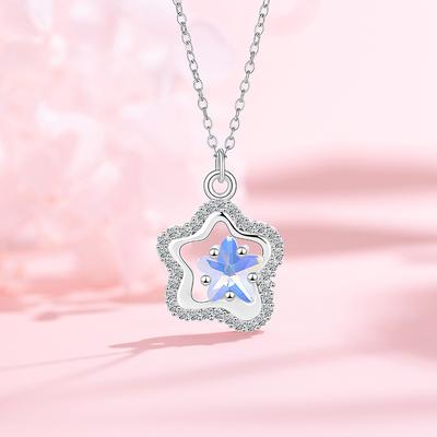 Original Star Necklace Jewelry Women's Light Luxury Niche Ins Pentagram Pendant Temperament Zircon Stainless Steel Collarbone Chain