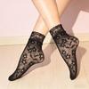 Women Floral Print Sexy Mesh Breathable Ankle Socks Casual Short Socks Formal Wear Lace Trim Elegant