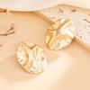 Vintage Metal Textured Oval Stud Earrings for Women Minimalist Gold Color Irregular Geometric Piercing Earrings Jewelry Gift