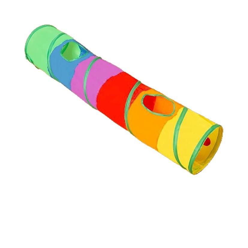 Cat Tunnel Rainbow 3-Way Collapsible Interactive Cat Toy Tube for Self-Entertainment