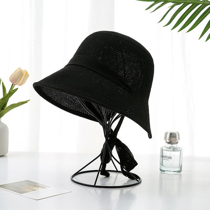 

Versatile Stylesimple Hat Solid Color Lace Up Womens Hatscaps Sunshade чорний