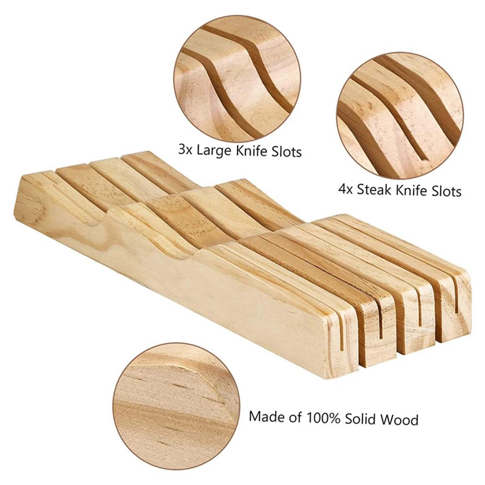 New In-drawer Knife Tray Wood Knife Organizer Kitchen Drawer Cutlery Storage Tableware Container Western Knife Tray Organizer